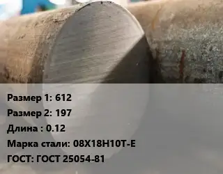 Поковка круглая 612х197 L=0.12 Сталь: 08Х18Н10Т-Е ГОСТ: ГОСТ 25054-81
